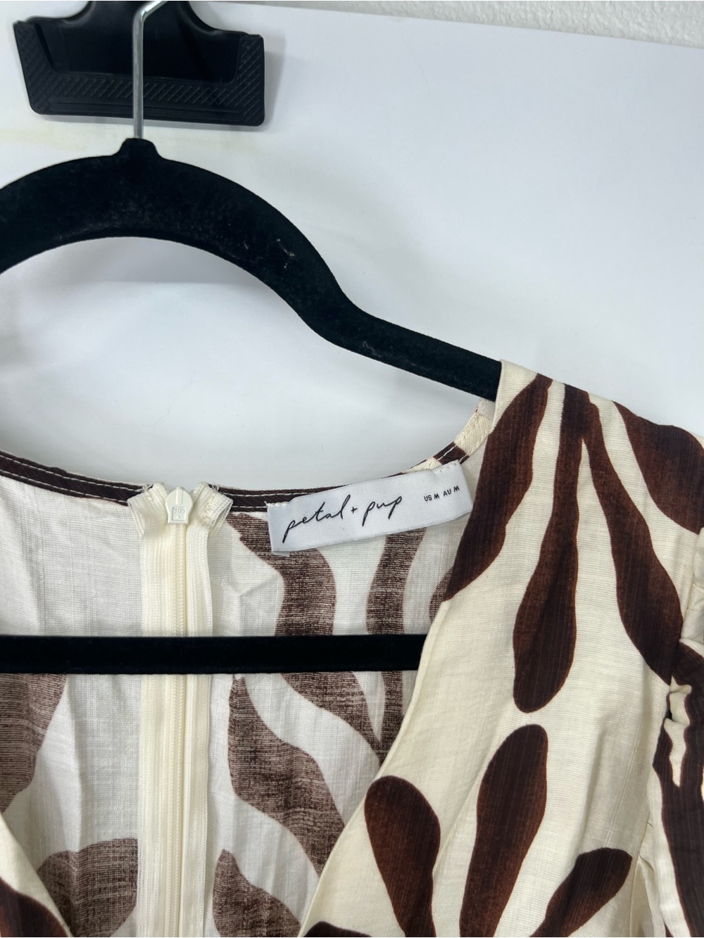 Petal & Pup Steele Puff Sleeve Midi Dress in Brown Palm - Picture 4 of 8